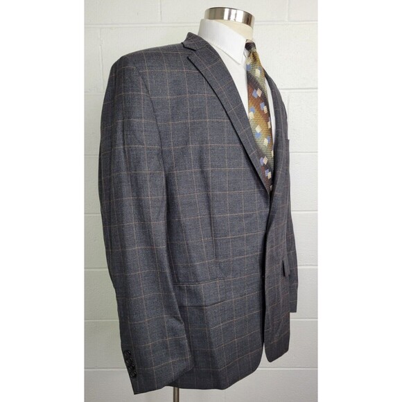 Ralph Lauren Mens Gray Wool Windowpane Plaid‎ Sport Coat 48L - Picture 3 of 10